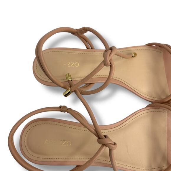 NEW Arezzo Camila Flat Sandals Size 8 True Sand Tan Strappy Tie Boho Flats Nude - Picture 6 of 9